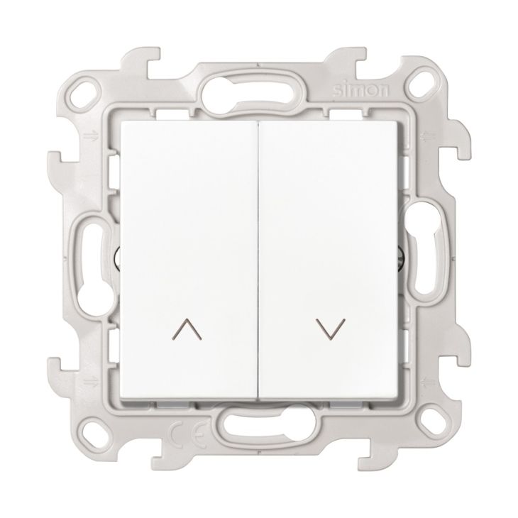 Stekkers, schakelaars en stopcontacten - Simon - S24 Drukknop omschakelaar voor rolluiken 10A 250V, kleur: wit - 2410331-030