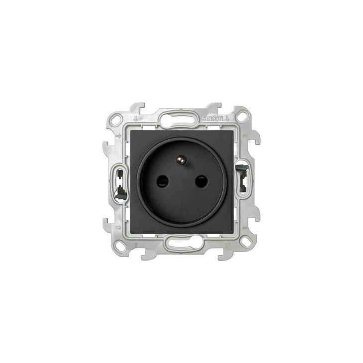 Fiches, interrupteurs et prises de courant - Simon - S24 Prise bipolaire avec broche de terre, couleur:  graphite - 2410458-038