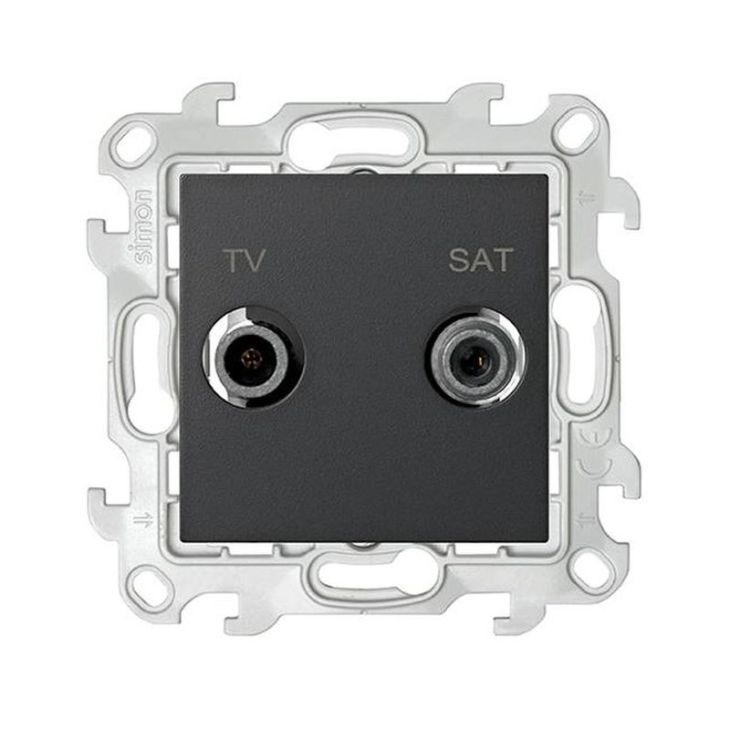 Fiches, interrupteurs et prises de courant - Simon - S24 Prise TV-SAT unique Telenet/VOO, couleur: graphite - 2410490-038