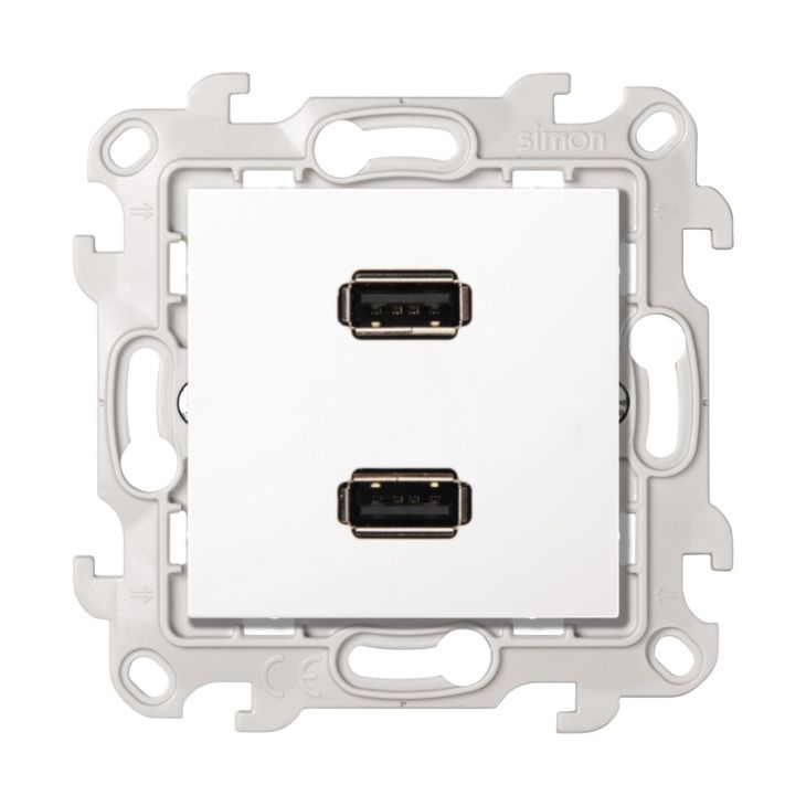 Fiches, interrupteurs et prises de courant - Simon - S24 Prise double USB, couleur: blanc - 2411090-030