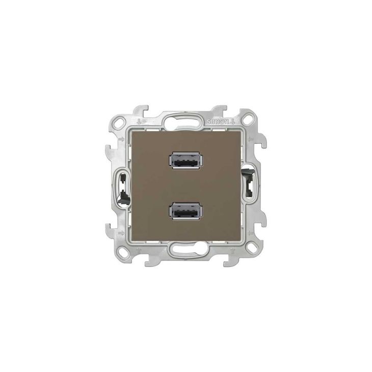 Fiches, interrupteurs et prises de courant - Simon - S24 Prise double USB, couleur: taupe - 2411090-088