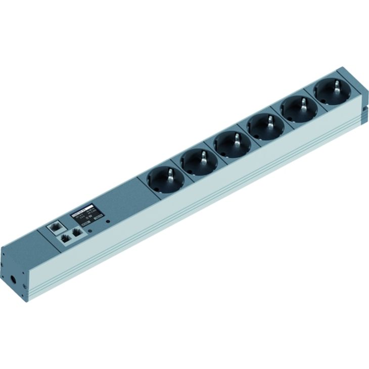 Électrification des bureaux et gestion des câbles - Bachmann - 19 1HE 6x Schuko Monitored TCP/IP Strom 2,0m Schuko - 329.3009