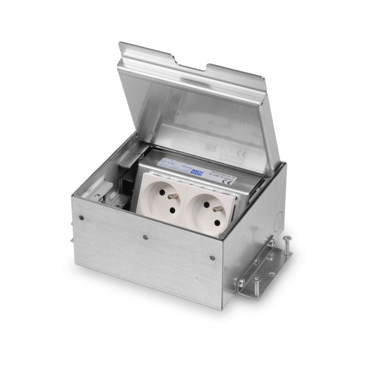 Kantoor elektrificatie en kabelmanagement - OCS - SERVICEBOX 3.0®  - RVS deksel met 15mm inlegdiepte - zonder oplegrand - 2x UTE - 33.92.166