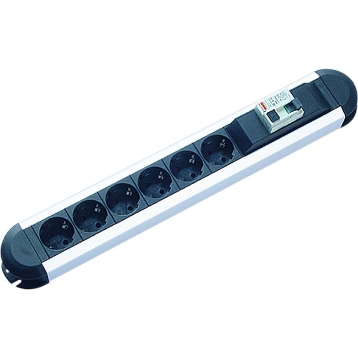 Électrification des bureaux et gestion des câbles - Bachmann - PRIMO 6x Schuko 1x Différentiel 1,75 m - 331.035