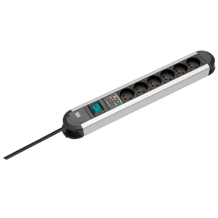 Électrification des bureaux et gestion des câbles - Bachmann - PRIMO 6x UTE protection contre les surtensions 1x interrupteur 1,75 m - 331.0701