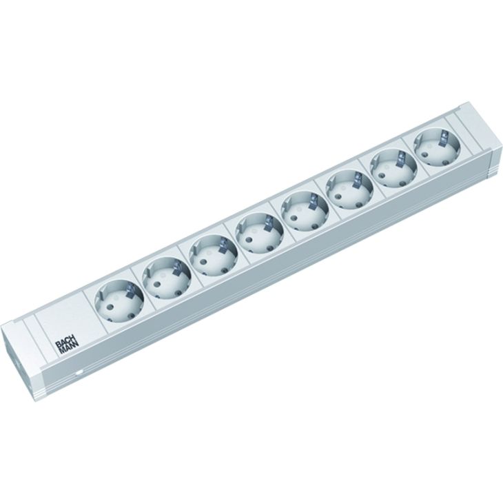 Électrification des bureaux et gestion des câbles - Bachmann - 19 1,5U 8x Schuko blanc 2m - 333.001