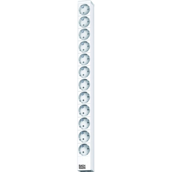Électrification des bureaux et gestion des câbles - Bachmann - ALU 1HE 12x Schuko 2m 565mm - 333.413