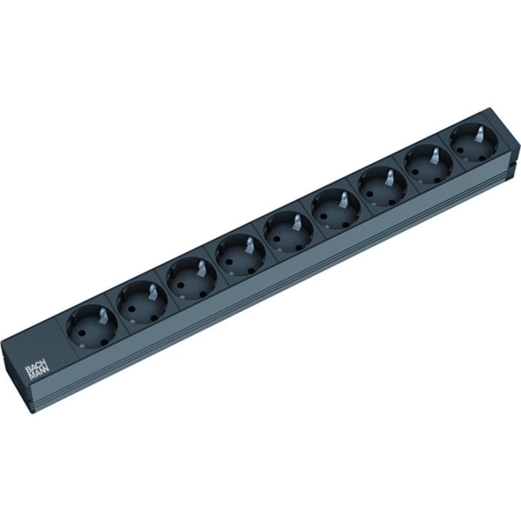 Électrification des bureaux et gestion des câbles - Bachmann - 19 1U 9x Schuko noir 2m - 333.506