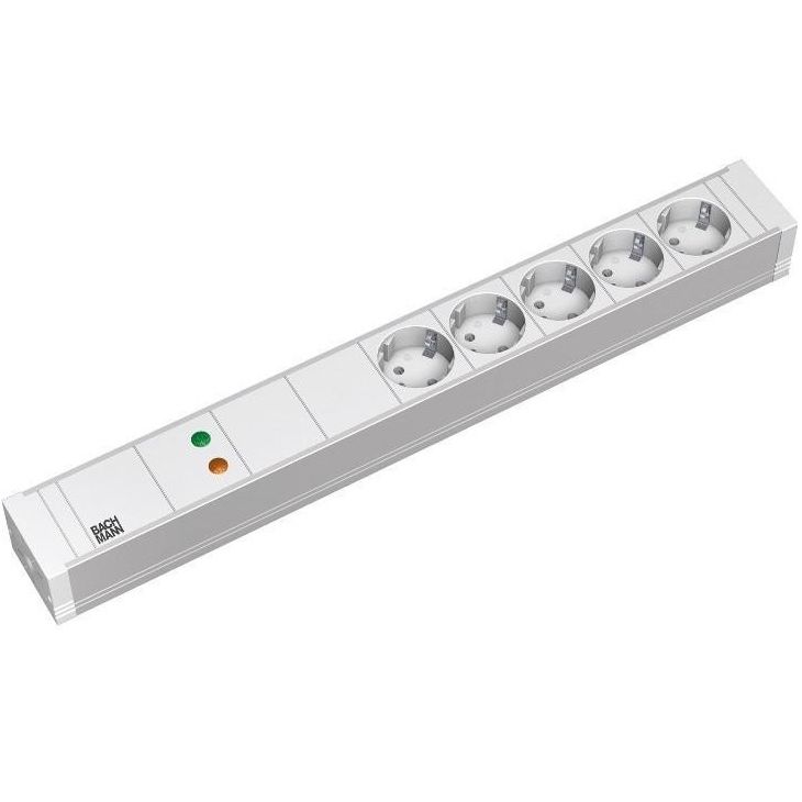 Électrification des bureaux et gestion des câbles - Bachmann - 19 PVC 5x Schuko 1x parasurtenseur 2m - 333.602