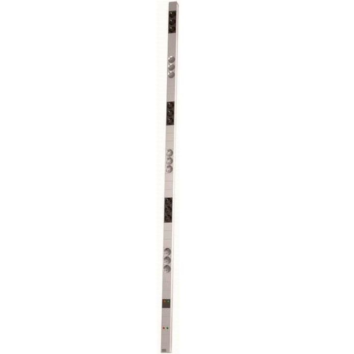 Électrification des bureaux et gestion des câbles - Bachmann - ALU 1U 18x Schuko 2x protection contre les surtensions 2m - 333.811