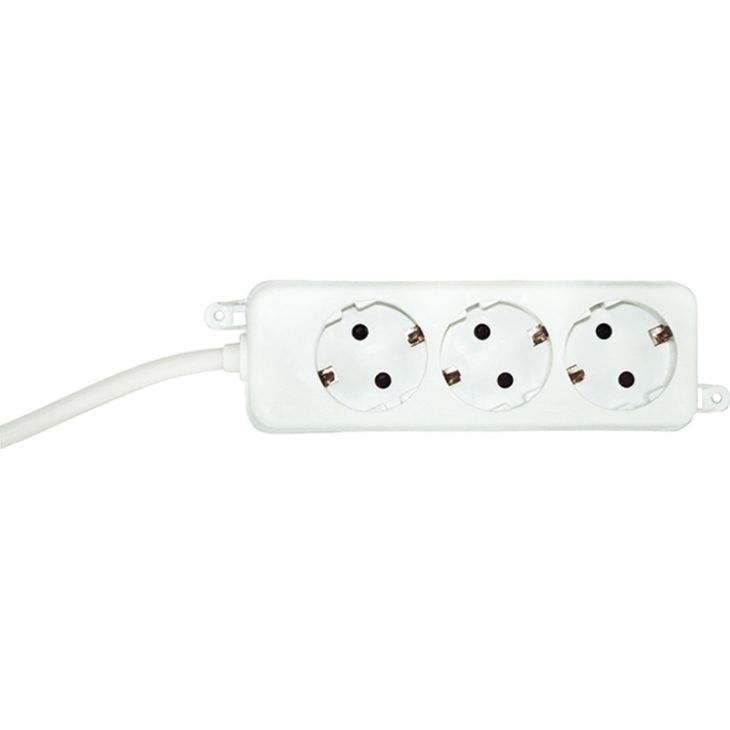 Kantoor elektrificatie en kabelmanagement - Bachmann - SELLY 3x Stopcontacten met kabel H05VV-F 3G1,50mm², 1,5m wit (SHUKO) - 387.274S