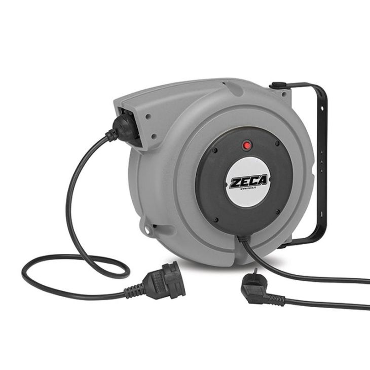 Matériel pour le chantier et l'atelier - Zeca - Enrouleur 3x1, 5 MMQ 14 +1 m avec fiche+ prise en GRIS - 4315+V29237SGS
