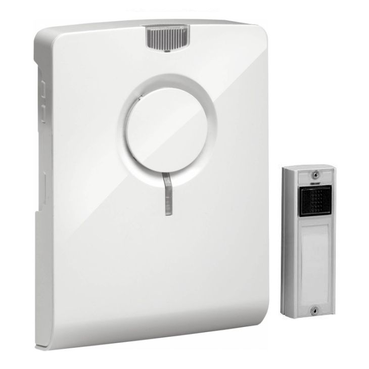 Communication de porte et contrôle d'accès - Grothe - MISTRAL 650 WS Kit sans fil blanc / blanc, portée 500m, (excl.) Batt. 4x1,5V - 43553