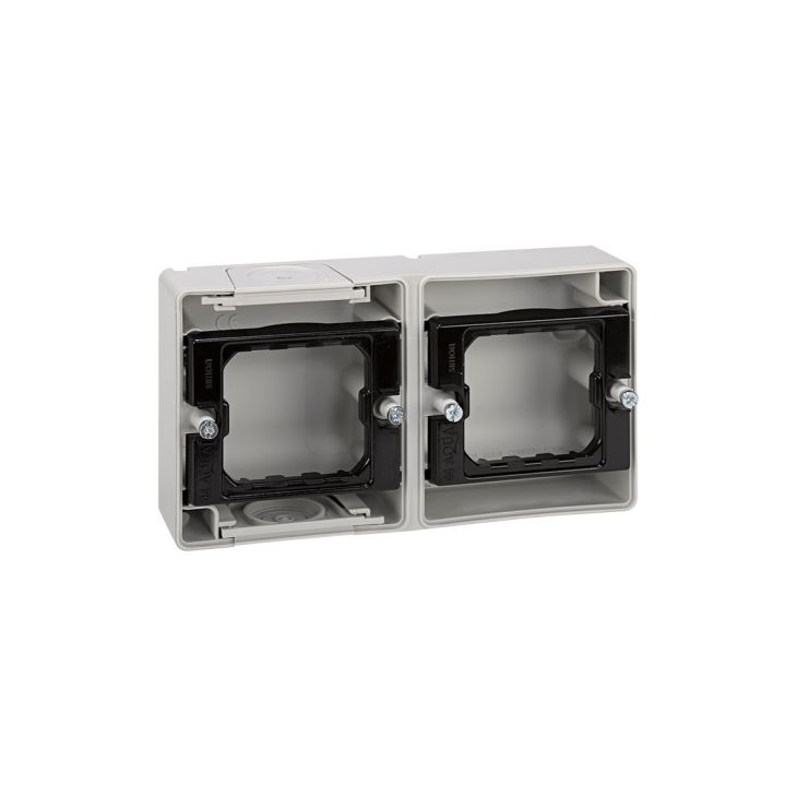 Stekkers, schakelaars en stopcontacten - Simon - Opbouwdoos 2 mod.hot IP55 Grijs - 4400761-035