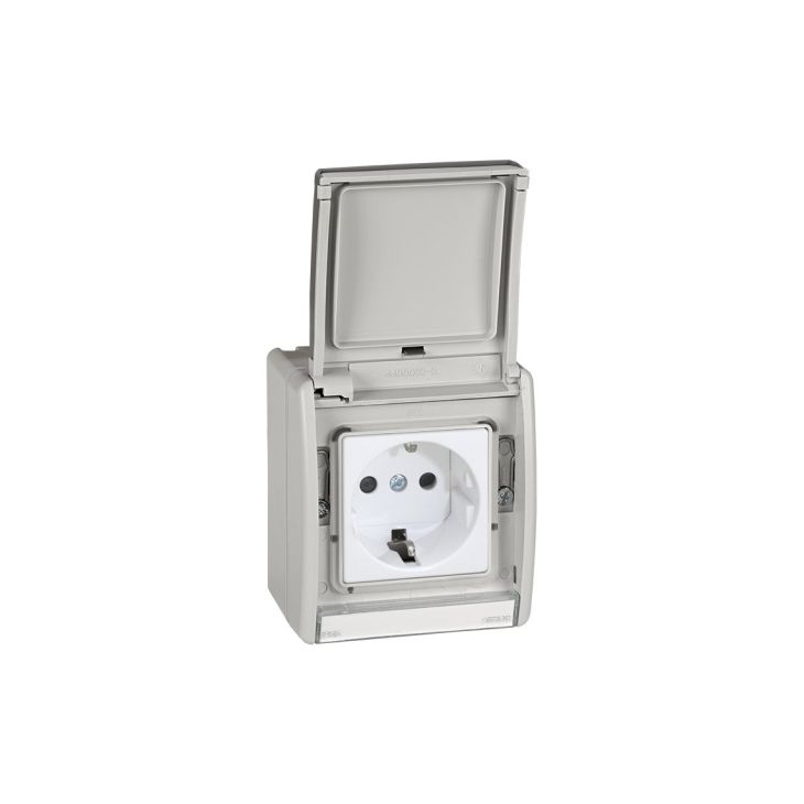 Fiches, interrupteurs et prises de courant - Simon - S44 AQUA Prise 2P+ T Schuko 10/16 Ax 250V Ip55 - - 4490432-035