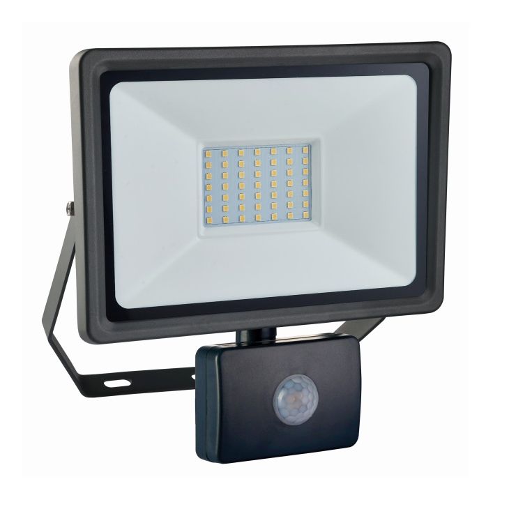 Verlichting - Schwabe - Optiline 50W LED-wandspot met bewegingsmelder, 4500lm, 1m H05RNF 3G1 zonder stekker, IP44 - 46335