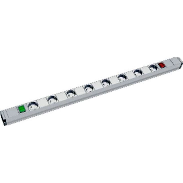 Électrification des bureaux et gestion des câbles - Bachmann - FACTORY 8x Schuko 2x interrupteurs GST18 1U Profil VM - 509.004