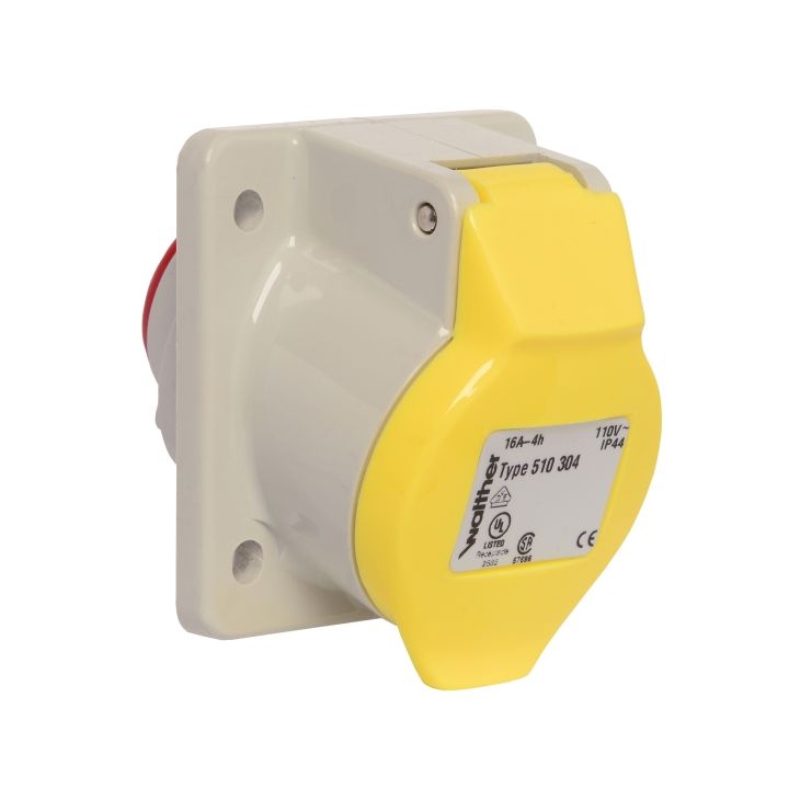 Stekkers, schakelaars en stopcontacten - Walther Werke - CEE Stopcontact schuin 16A 3P 110V - 510304