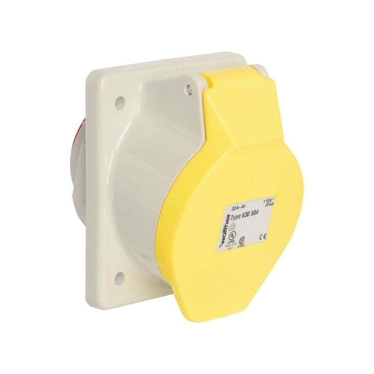 Stekkers, schakelaars en stopcontacten - Walther Werke - Inbouwdoos schuin 32A 5P 110V 4h IP44 - 530504