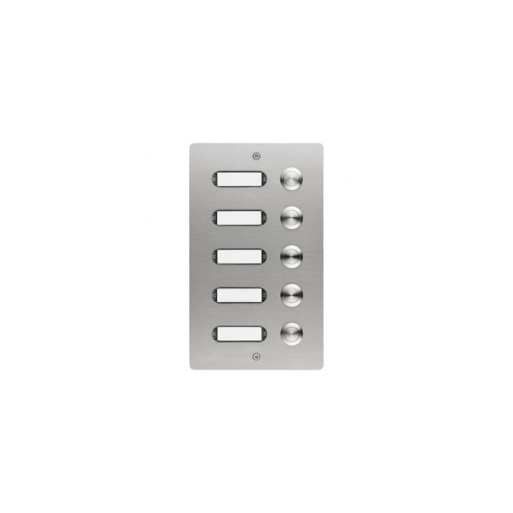 Deurcommunicatie en toegangscontrole - Grothe - Bellenbord geborstelde inox V2A 5 drukknoppen inbouw 130x220x45mm - 55405