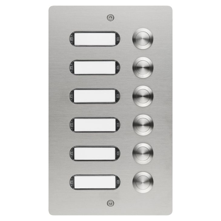 Deurcommunicatie en toegangscontrole - Grothe - Bellenbord geborstelde inox V2A 6 drukknoppen inbouw 130x220x45mm - 55406