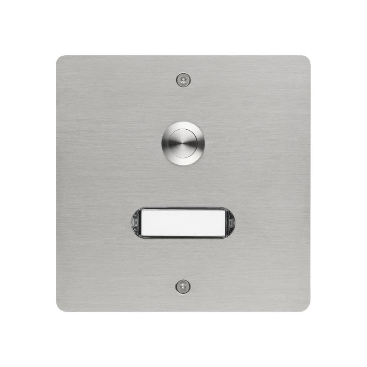 Deurcommunicatie en toegangscontrole - Grothe - Bellenbord geborstelde inox V2A 1 drukknop opbouw 130x130x19mm - 55501