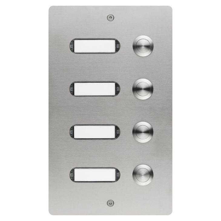 Deurcommunicatie en toegangscontrole - Grothe - Bellenbord geborstelde inox V2A 4 drukknoppen opbouw 130x220x19mm - 55504