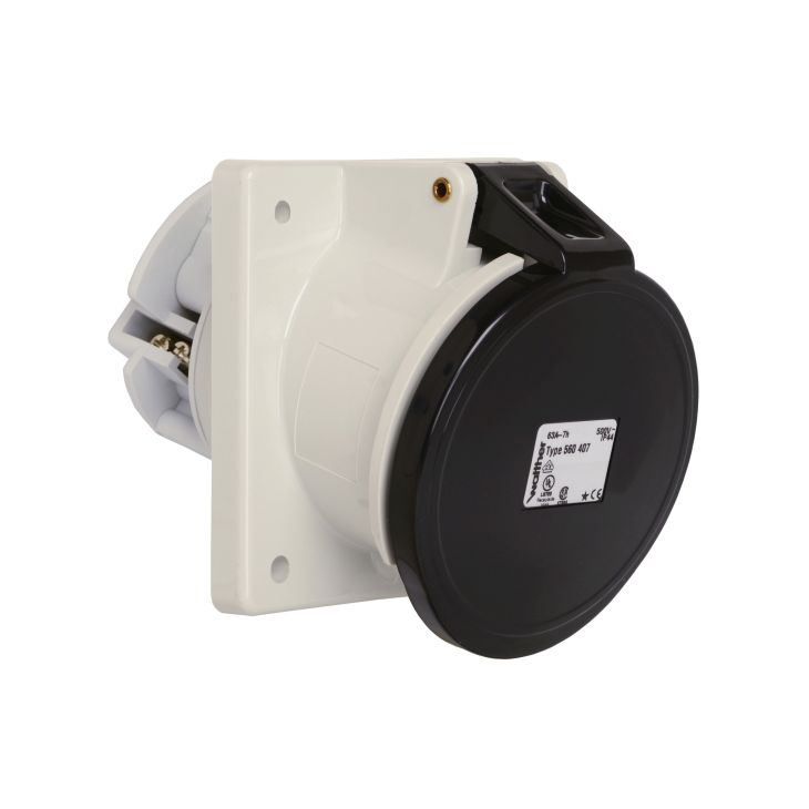 Stekkers, schakelaars en stopcontacten - Walther Werke - Inbouw Stopcontact schuin 4P 63A 50 - 560407