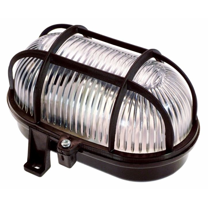 Éclairage - Schwabe - Hublot ovale 60W -E27 - PVC, 230V, 500g, noir, IP44 - 56111