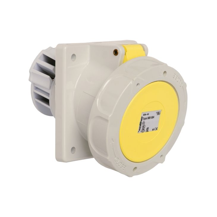 Stekkers, schakelaars en stopcontacten - Walther Werke - Inbouwdoos schuin 63A 5P 110V 4h IP67 - 569504