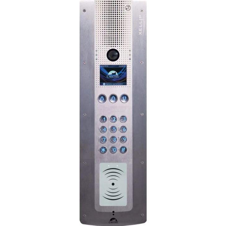 Deurcommunicatie en toegangscontrole - Castel - Deurpost audio video Full IP/SIP scrollmenu met lezer Mifare N° de série - PoE - 590.7610