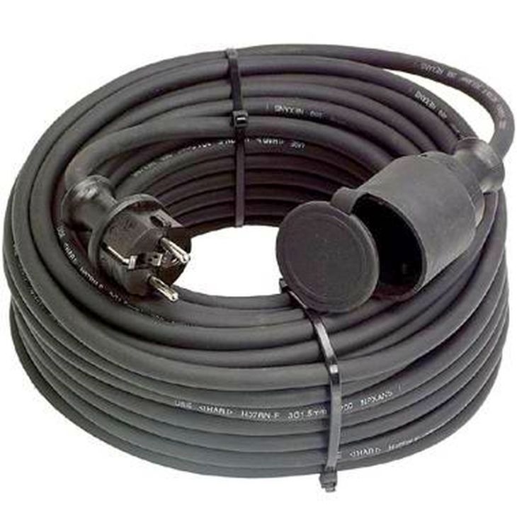 Werf- en werkplaatsmateriaal - Schwabe - Verlengkabel neopreen, 20m H07RN-F3G2,5 zwart (SHUKO) - 60381