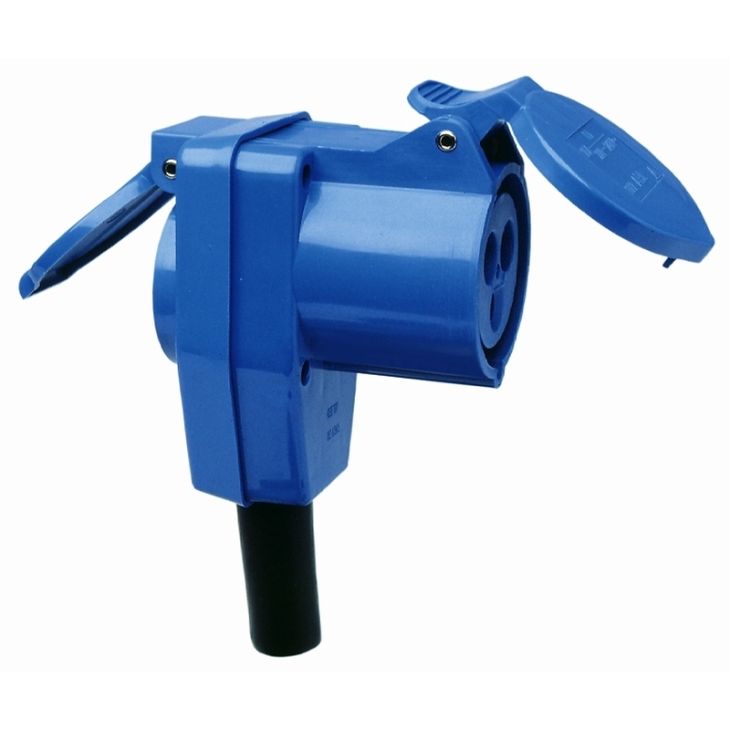 Fiches, interrupteurs et prises de courant - Schwabe - Prise d'accouplement coudée CEE Caravane 3P 16A 230V - 60474