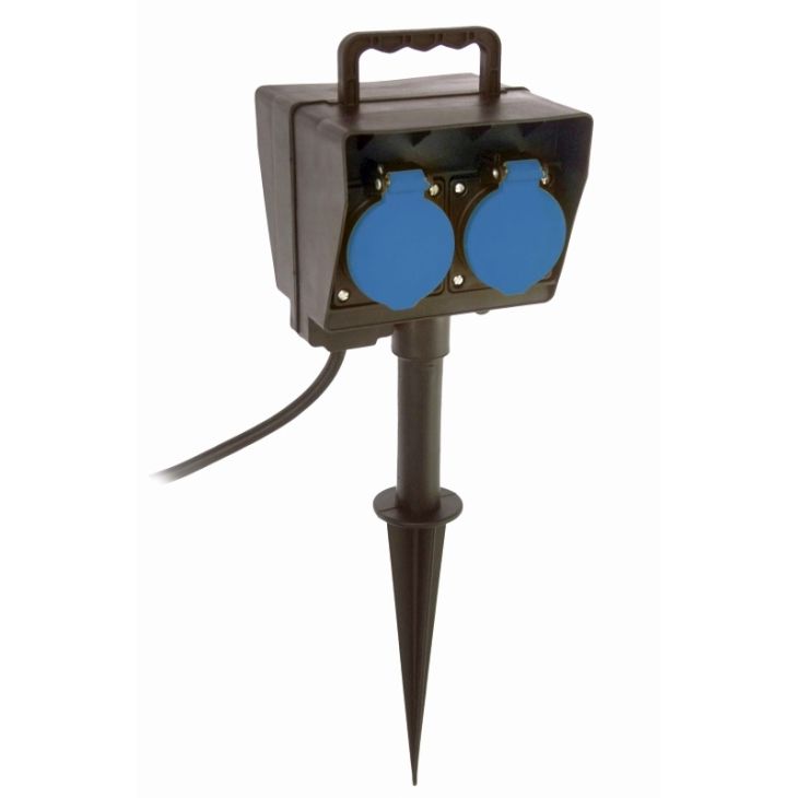 Fiches, interrupteurs et prises de courant - Schwabe - 2 prises avec piquet de terre H05RN-F - 60685