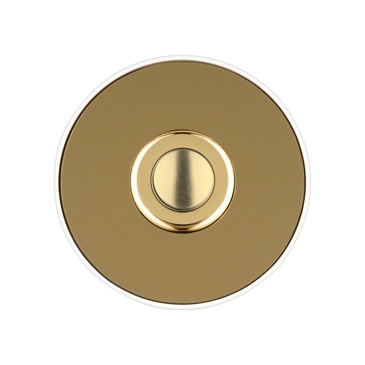 Communication de porte et contrôle d'accès - Grothe - Piccolo - Bouton poussoir pour sonnette (rond), laiton - blanc - 64192