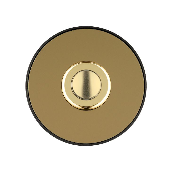 Communication de porte et contrôle d'accès - Grothe - Piccolo - Bouton poussoir pour sonnette (rond), laiton - noir - 64193