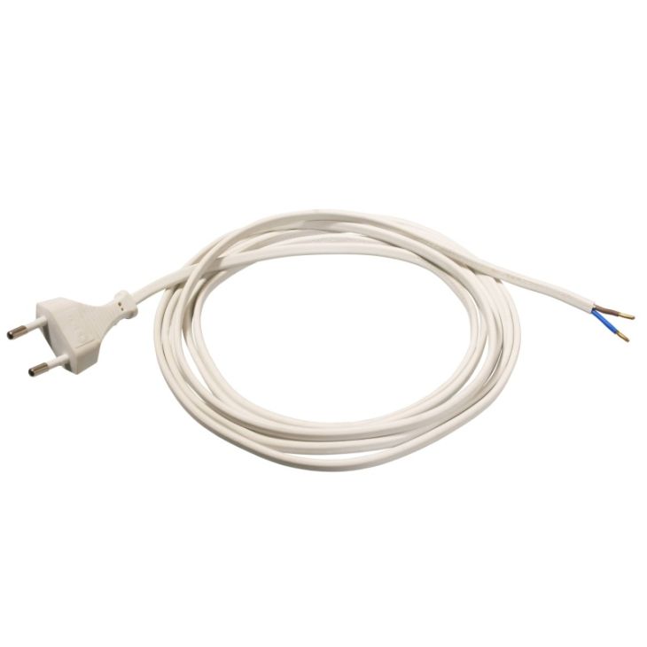 Werf- en werkplaatsmateriaal - Schwabe - CEE-snoer + stekker van 3m, H03VV-H2F 2x0,75,wit - 70651
