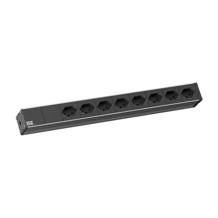 Kantoor elektrificatie en kabelmanagement - Bachmann - 19" 1U ALU power unit, 8x CH Swiss type 13 90° met kabel 2m - 800.1259