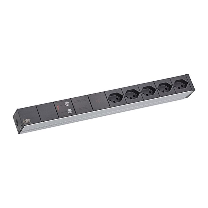 Kantoor elektrificatie en kabelmanagement - Bachmann - 19" 1U ALU power unit, 5x CH Swiss type 23 - 800.1265