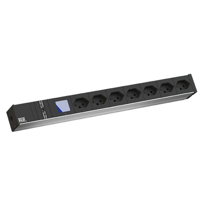 Kantoor elektrificatie en kabelmanagement - Bachmann - 19" 1HE 7x CH T13 1x Fusible 10A - 800.2063
