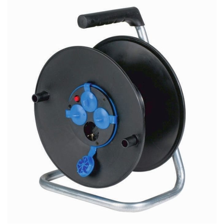 Matériel pour le chantier et l'atelier - Schwabe - Enrouleur de câble 285mm,VIDE avecclapet pour 50m IP20 - 810208