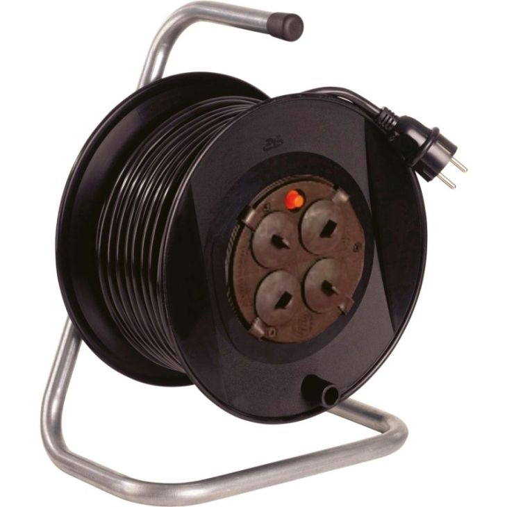 Werf- en werkplaatsmateriaal - Schwabe - Kabelhaspel 285mm - 50m H05VV-F 3G1,5 met 4x10A stopcontacten - 811119
