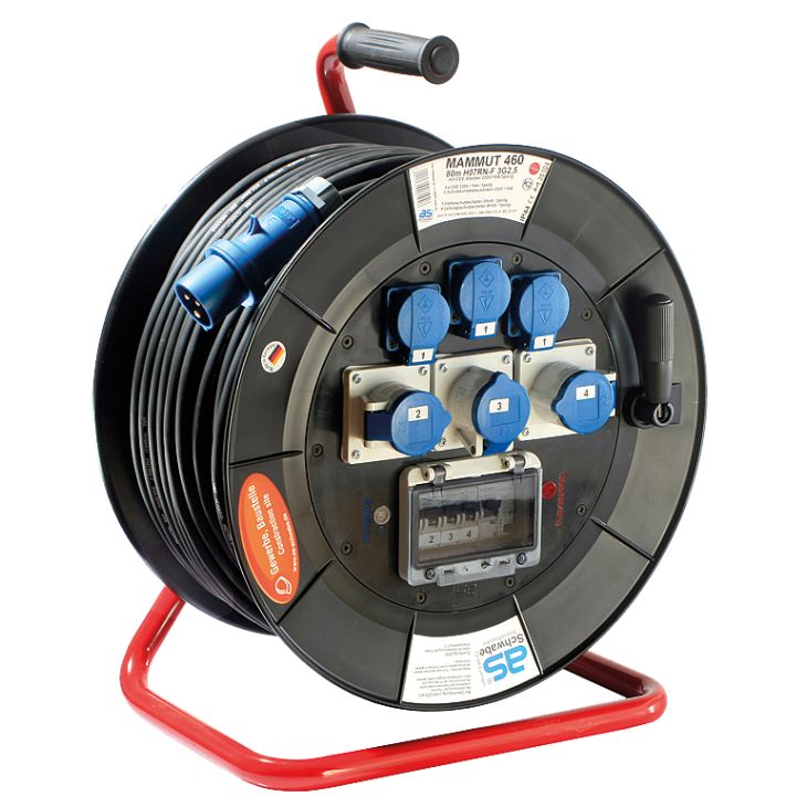 Matériel pour le chantier et l'atelier - Schwabe - MAMMUT 460 80m 3G2.5 / 3xCEE 3P 16A + 3xmono 16A+différentiel - 826104