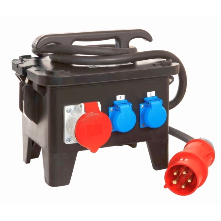 Werf- en werkplaatsmateriaal - Schwabe - Stekkerdoos rubber 230V, 3x 16A, 2x 400V (BELGIE) - 860555