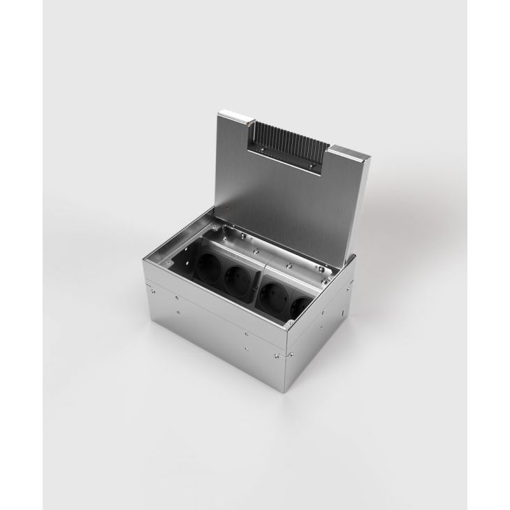 Kantoor elektrificatie en kabelmanagement - Bodensteckdosen - Vloerdoos 8904BB - 4 modules (2x UTE + 2x CAT6a), 1x Antenne - 8904BB-4-0-FR
