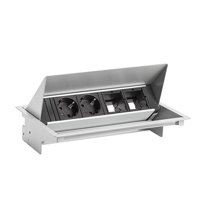 Électrification des bureaux et gestion des câbles - Bachmann - CONEO set 2x Schuko + 2x ABD 0,2m RAL9006 - 900.402