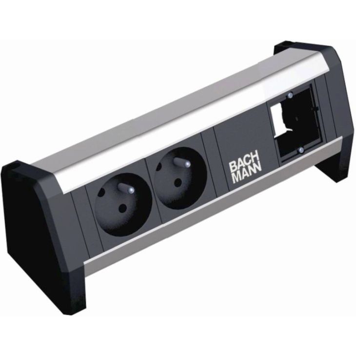 Kantoor elektrificatie en kabelmanagement - Bachmann - DESK1 3 modulen (2x UTE 1x lege mod.) Alu met kabel 0,5m GST18i3 - 902.0043