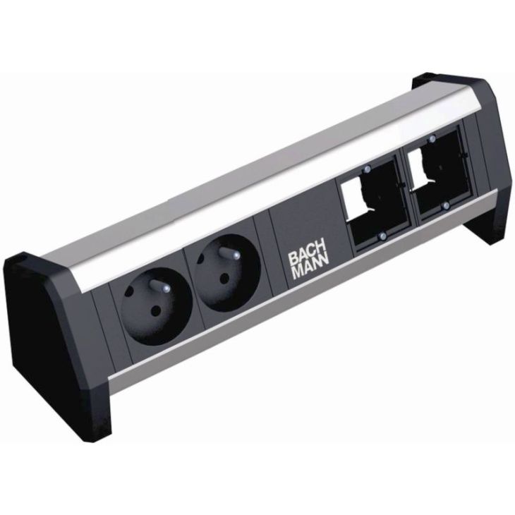 Kantoor elektrificatie en kabelmanagement - Bachmann - DESK1 4 modulen (2x UTE 2x lege mod.) Alu GST18i3 - 902.0045
