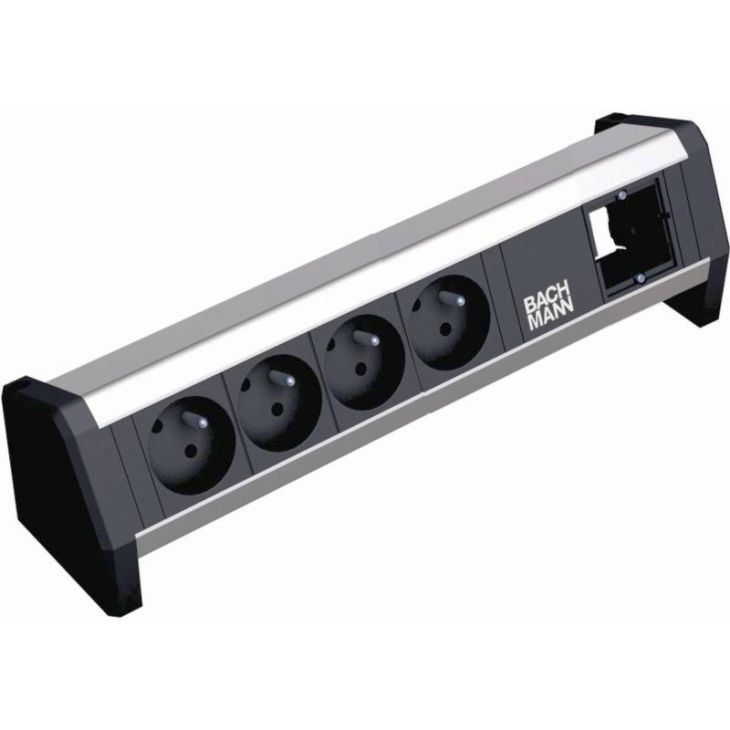 Électrification des bureaux et gestion des câbles - Bachmann - DESK1 5 modules (4x UTE + 1x place vide) Alu GST18 + set de fixation - 902.036