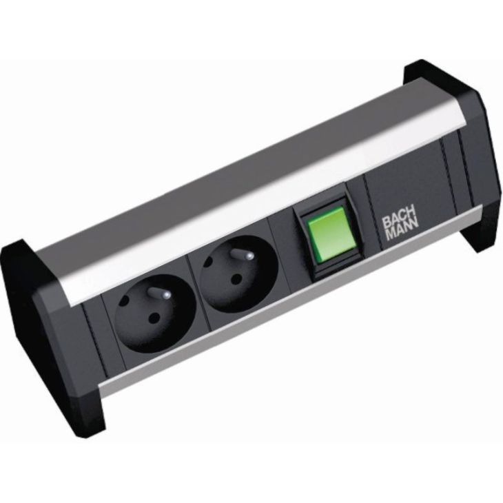 Électrification des bureaux et gestion des câbles - Bachmann - DESK1 2x UTE 1x Schakelaar et 3m GSTi3 fixsans fixation - 902.1171